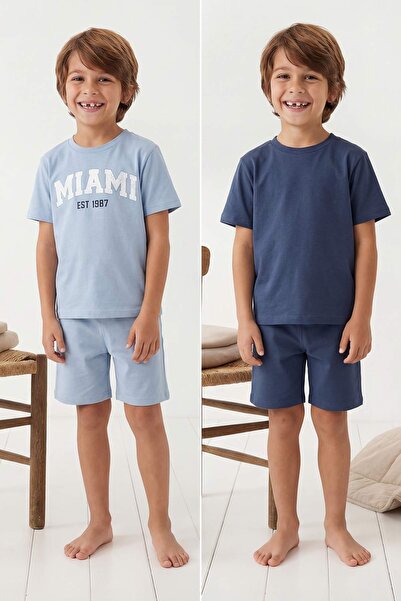 TRENDYOLKIDS Μπλε σετ πιτζάμες για αγόρια 4 τεμαχίων TKDSS26PT00015