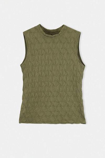 Trendyol Curve Χακί Αμάνικη Πλεκτή Μπλούζα Μεγάλου Μεγέθους με Υφή TBBSS26AF0...