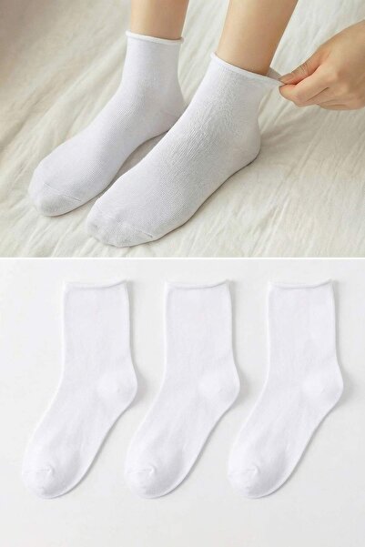 Trendyol Kollektion Weiße 3-teilige einfarbige Jacquard-Stricksocken THMSS26C...