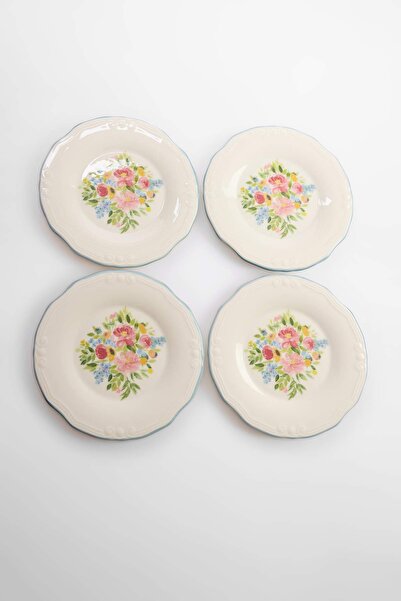 TRENDYOLMİLLA HOME 4 Piece Floral Patterned Porcelain Cake Set Tphss26Tbk00034