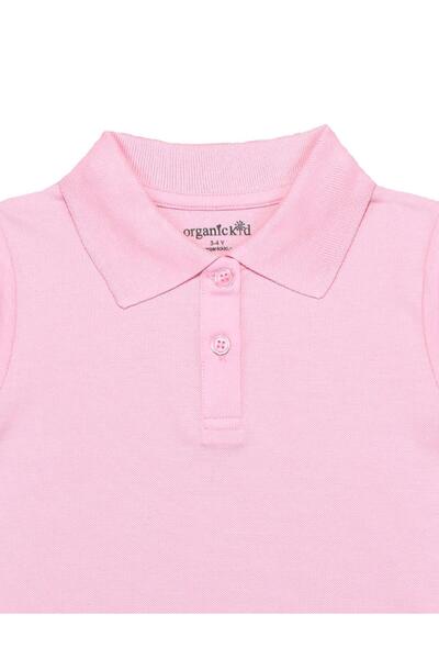 OrganicKid Polo Yaka Basic Pembe Uzun Kollu Çocuk T-shirt