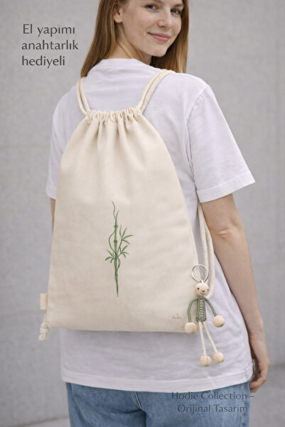 hodie collection Bamboo Patterned Ruched Cloth Backpack Thin H Lightweight Ra...