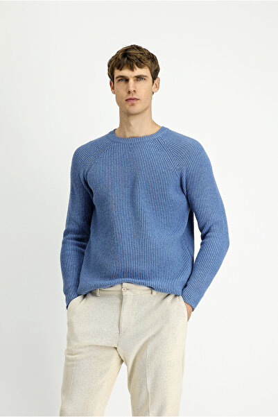 Kiğılı Pulover din lână cu decolteu obișnuit