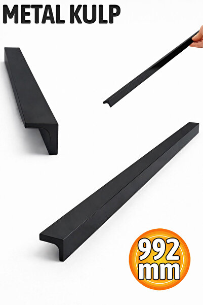 Badem10 Mâner de mobilă LADA, negru mat, 992 mm lungime, mâner pentru ușă dul...