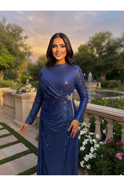 GÖKMEN GİYİM Pul Payetli Uzun Tesettür Abiye