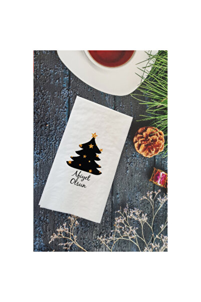 PEKSHOP Christmas Table Presentation Napkin with Pine Tree and Bon Appetit Wr...