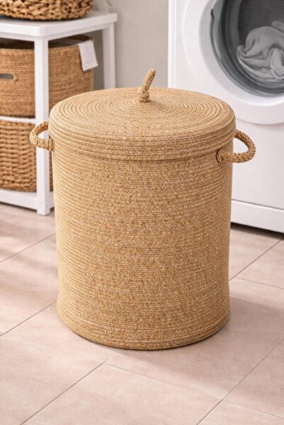 ModaCardin Prosop de baie din iuta din rachita Cos de jucarii murdare - Organ...