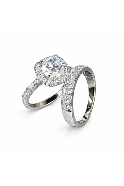 Pursehuit Set de 2 inele argintii, cu pietre de zirconiu, Connie C28 - 8 (cir...