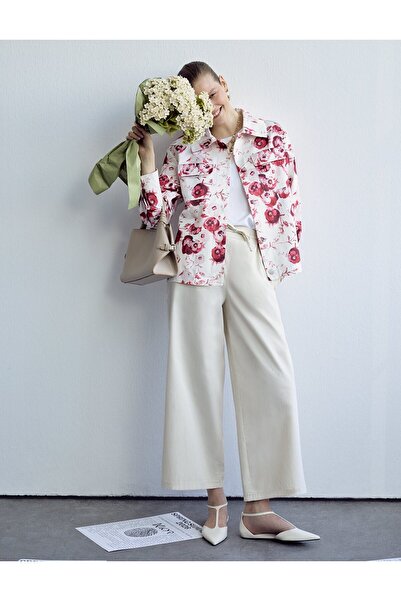 KYR Floral Pattern Cotton Jacket Cream