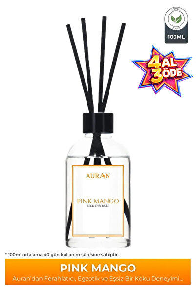 AURAN Pink Mango Çubuklu Oda Kokusu Bambu Kokusu Şık Dekor Reed Diffuser 100ml