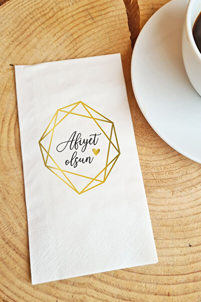 PEKSHOP Presentation Napkin Gold Geometric- Bon Appetit Written Paper Napkin