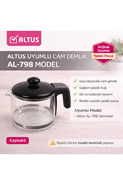 Altus Al-798 Compatible Plastic Body Samovar Glass Teapot with Lid