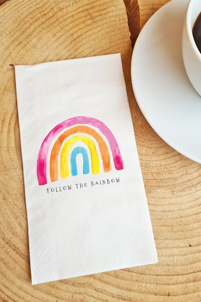 PEKSHOP منديل ورقي للعروض التقديمية مكتوب عليه Follow the Rainbow، منديل ورقي...