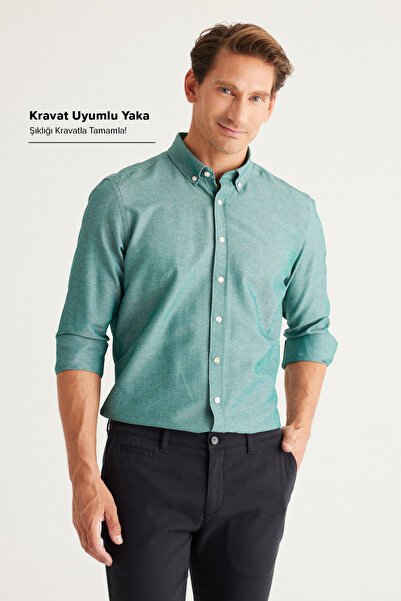 AC&Co / Altınyıldız Classics Pánská košile Oxford Easy-Iron Bavlněná košile o...