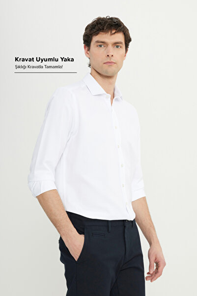 AC&Co / Altınyıldız Classics Ανδρικό πουκάμισο Dobby με ιταλικό γιακά με στεν...