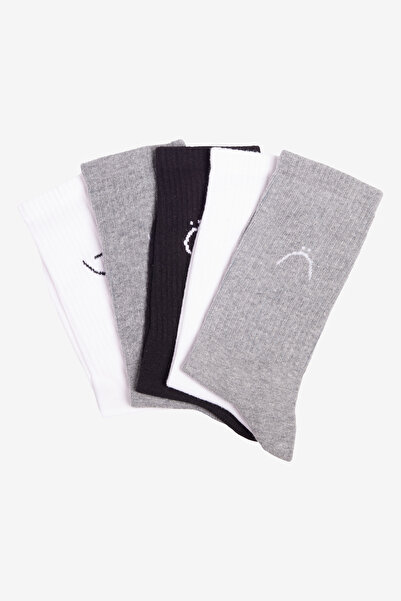 AC&Co / Altınyıldız Classics Men's Black-White-Grey Patterned 5-Piece Socks
