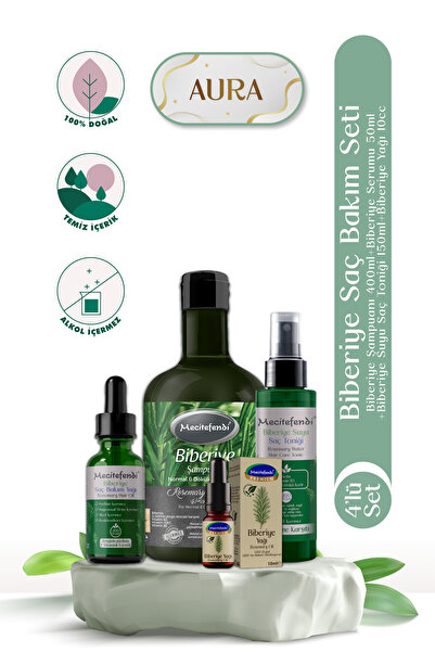 Mecitefendi Biberiye 4'lü Saç Bakım Seti Aura - Biberiye Şampuan, Biberiye Se...