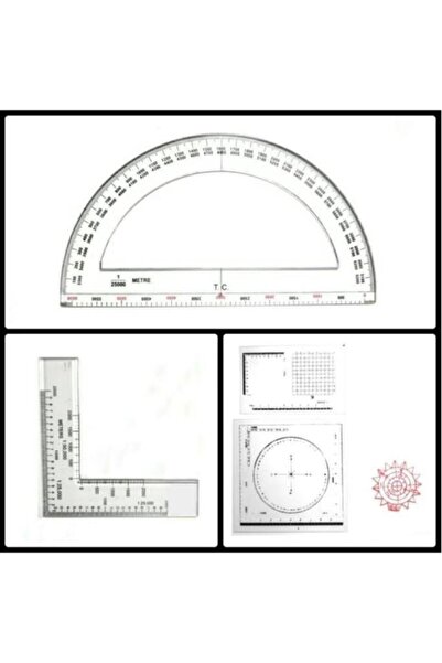 Genel Markalar Single Sword Minkale Harita Ölçüm Cetvel Seti Askeri Minkale Seti