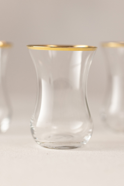 Rakle Pure Altın Yaldızlı İthal İnce 6'lı Çay Bardağı Seti 120 cc