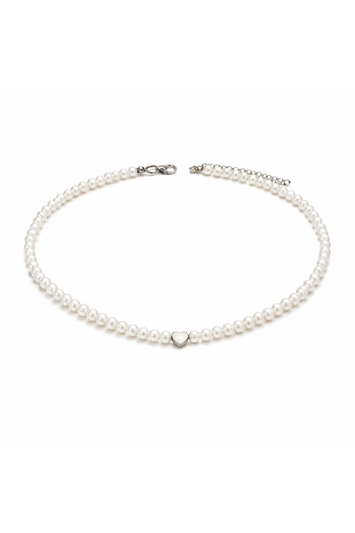 Pursehuit Colier argintiu cu perle și pandantiv cu inimă, Nicky C1