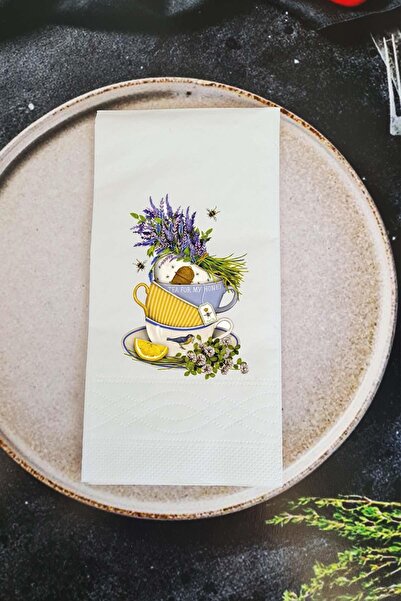 PEKSHOP زهرة اللافندر كأس الحديث منديل العرض منديل