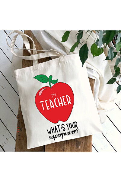PEKSHOP أنا معلم، ما هي قوةك الخارقة؟ حقيبة يد قماشية هدية لعيد المعلمين