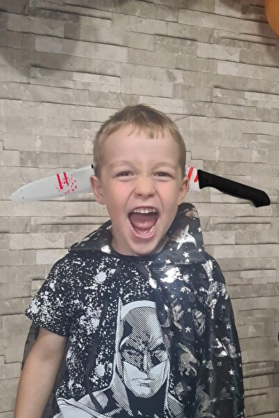 PEKSHOP Kanlı Bıçak Şaka Tacı Halloween Aksesuarları Kafaya Geçirilen Kanlı B...