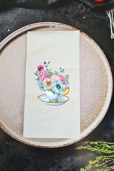 PEKSHOP Soft Flowers Cup Talking Napkin Presentation Napkin
