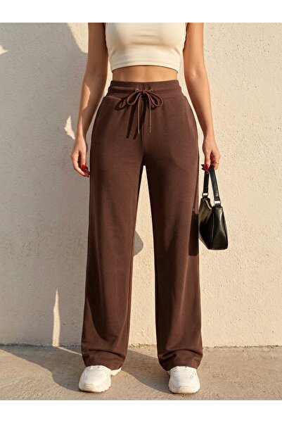 Grenj Fashion Brown Diver/Scuba Fabric Sports Knitted Sweatpants with Pockets...