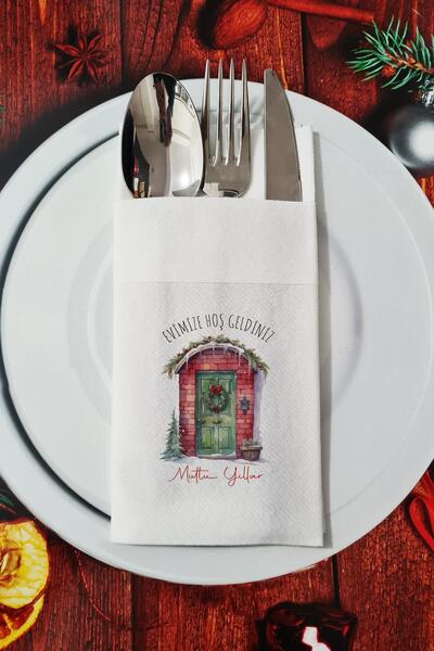 PEKSHOP Fabric Textured New Year - New Year Presentation Napkin with Welcome ...