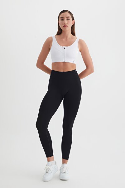 cervus Spor Büstiyer Fermuar Detaylı Crop Top Beyaz
