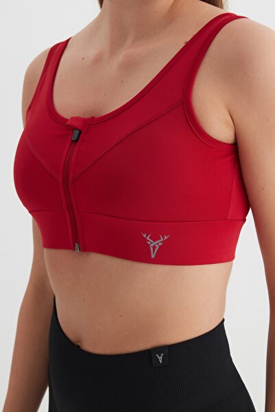 cervus Kadın Fermuar Detaylı Kırmızı Büstiyer / Spor Büstiyer