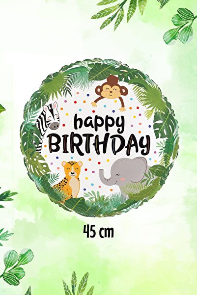 PEKSHOP بالون عيد ميلاد دائري بتصميم سفاري برمائي، مقاس 45 سم