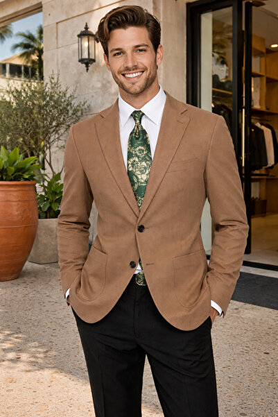 Sergio Ferraro سترة بليزر رجالية من مينك سبورت كلاسيك على الطراز الإيطالي S ق...