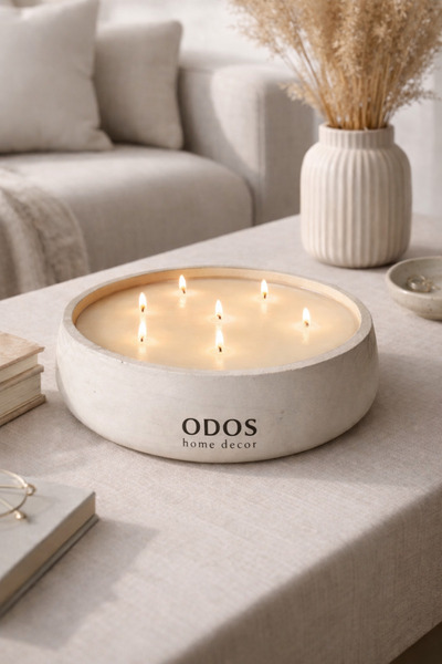 ODOS Home Decor El Yapımı 1.5 Kg Beton Mum – Büyük Boy, Beyaz, Modern Dekorat...