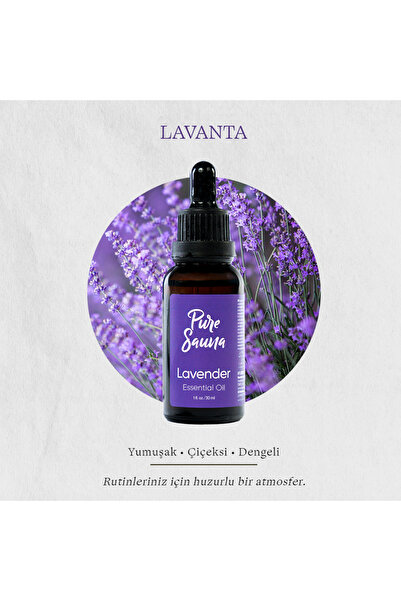 Pure Sauna Saf Lavanta Uçucu Yağı 30 ml - Lavandula Angustifolia - Buhurdanlık ve Difüzör Kokusu