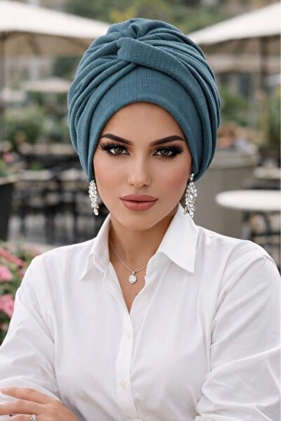 Aişe tesettür Νεφτί Πράσινο Μπονέ με Λεπτομέρεια Σπιράλ