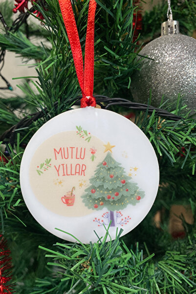 PEKSHOP Χαρούμενα Πρωτοχρονιάτικα Στολίδια με Γραπτά Χριστουγεννιάτικα Δέντρα