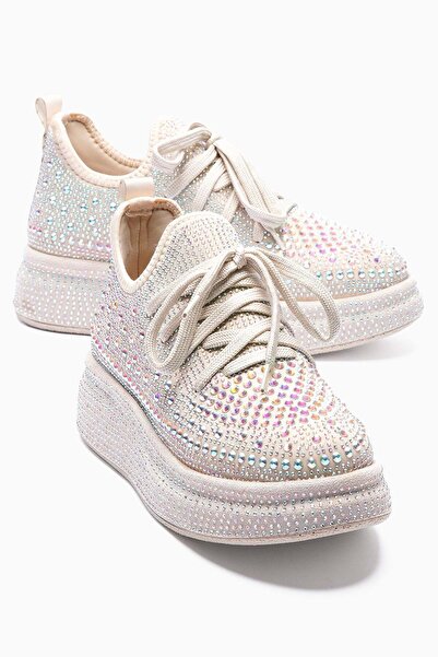 Mubiano Γυναικείο sneaker με πέτρινη λεπτομέρεια, χοντρή σόλα, σε χρώμα Diamo...