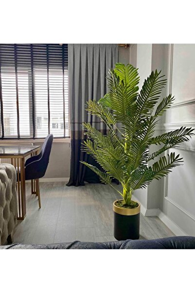İremÇiçekçilik Siyah gold Metal Saksıda Yeni Areka Yapay Areka 160 Cm Yapay Ağaç