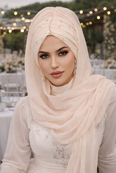 Aişe tesettür شال فستان سهرة جاهز موديل سالمون ستون