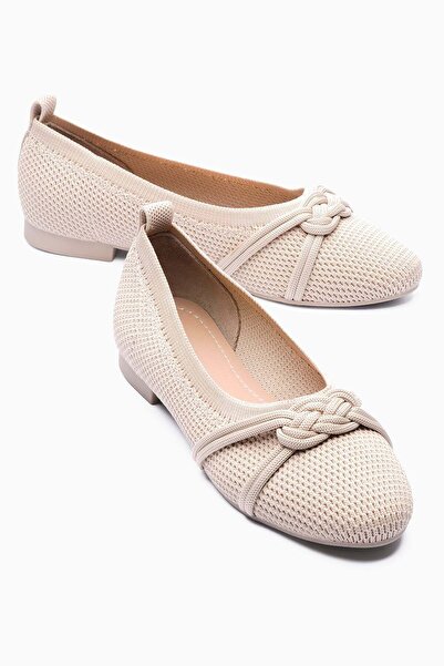 Mubiano Γυναικεία πλεκτά παπούτσια μπαλαρίνας με στρογγυλή μύτη και φιόγκο, κ...