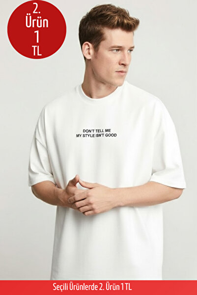 COMBİNE MİCHAİL Ανδρικό μπλουζάκι με κοντό μανίκι σε εκρού χρώμα με στάμπα κε...