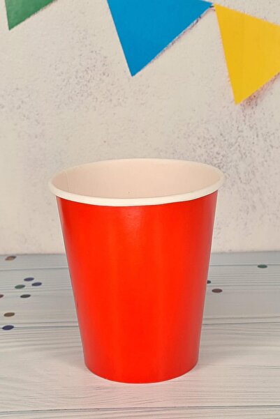 PEKSHOP Kırmızı Karton Bardak 8oz 8 li