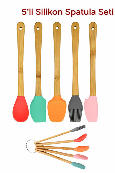 ARVALE 5'li Set Silikon Fırça Kazıyıcı Spatula Kesici Kaşık | Silikon Spatula...