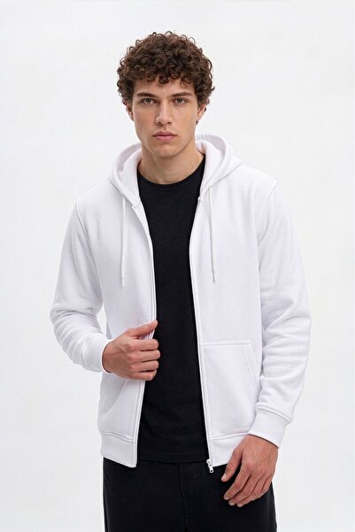 MARKAPIA Hanorac pentru bărbați cu fermoar, buzunar cu glugă și fleece în int...