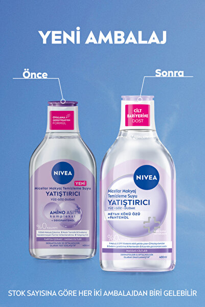 NIVEA Yatıştırıcı Micellar Makyaj Temizleme Suyu 400ml, Yüz Göz ve Dudak, Kızarıklık Karşıtı, Hassas Cilt