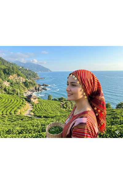 Işıl Işıl Karışık Desenli Karadeniz Bandanası Üçgen, Liralı, Fular, Puşi