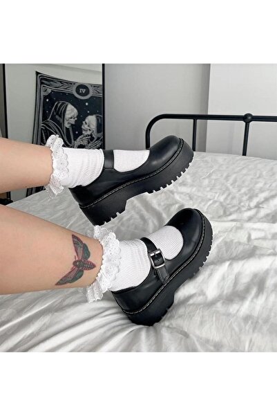 yesmoda حذاء ماري جين لوليتا أكسفورد أسود