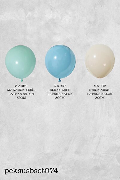PEKSHOP Retro Yeşil Mavi Renkler Balon Demeti 10lu